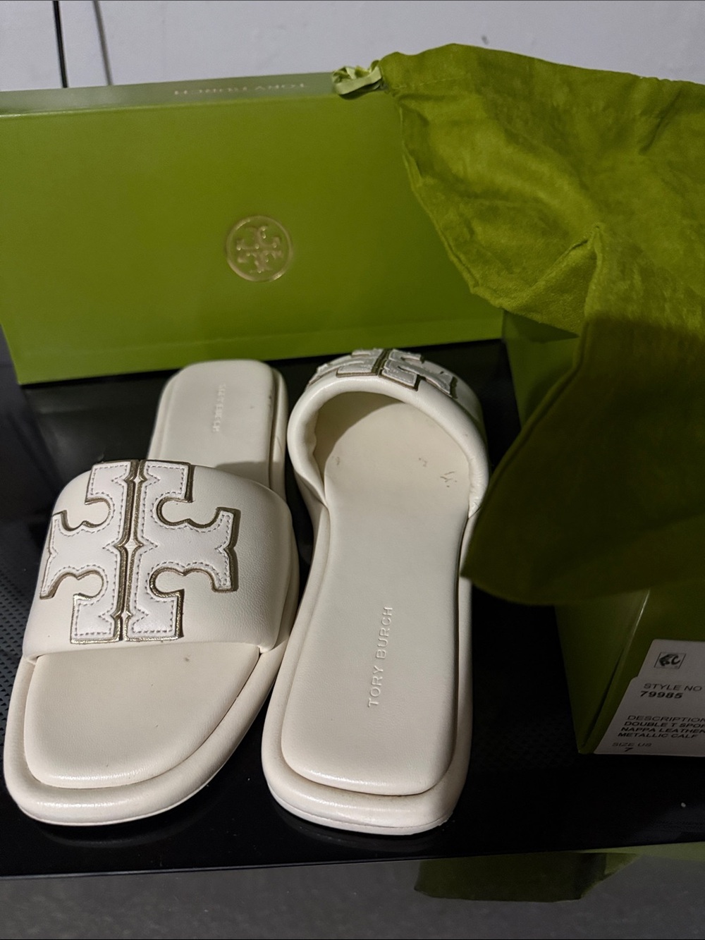 Tory Burch Cream Logo Slide Sandals - Picture 6 of 6